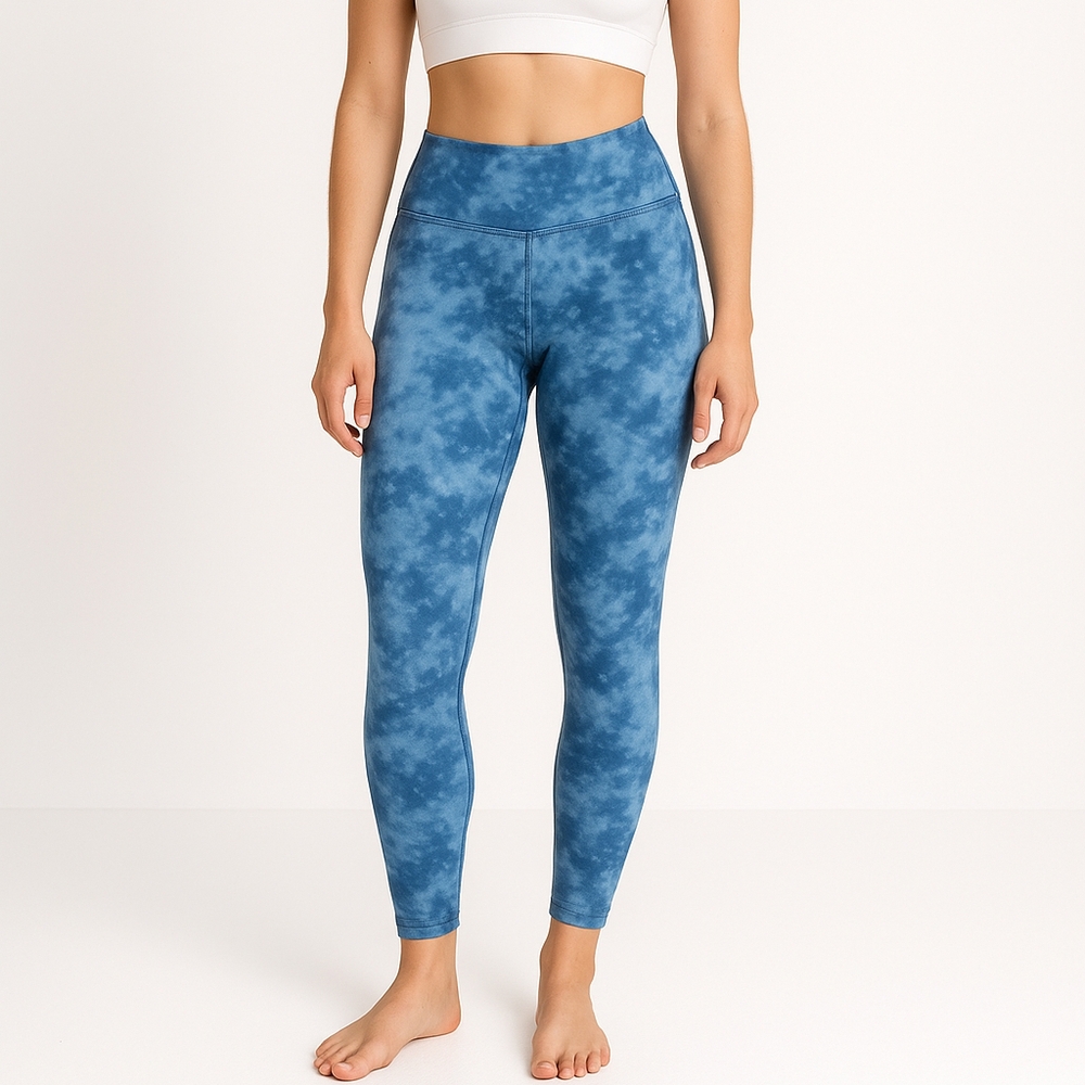 YUNOGA Sz S Ultra Soft High Rise Leggings Tummy Control Yoga Pants, Tie-dye Blue